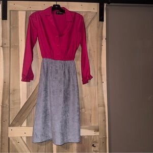 Women’s Gail Gray s/m stretch waist VINTAGE dress, cotton blend‎ top and suede